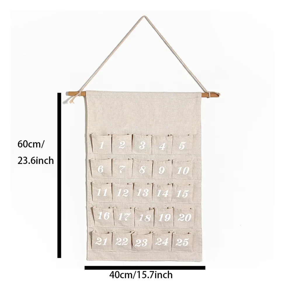 Skorter | Cotton Advent Calendar with 24 Pockets – Sustainable & Reusable Christmas Decoration