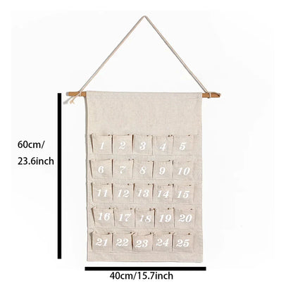 Skorter | Cotton Advent Calendar with 24 Pockets – Sustainable & Reusable Christmas Decoration