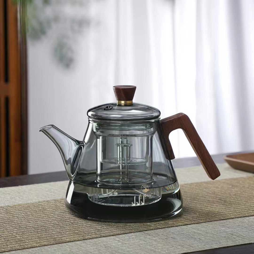 Skorter | Aetheris Glass Brew Teapot – Heat-Resistant Glass Teapot with Wooden Handle & Infuser (900ml)