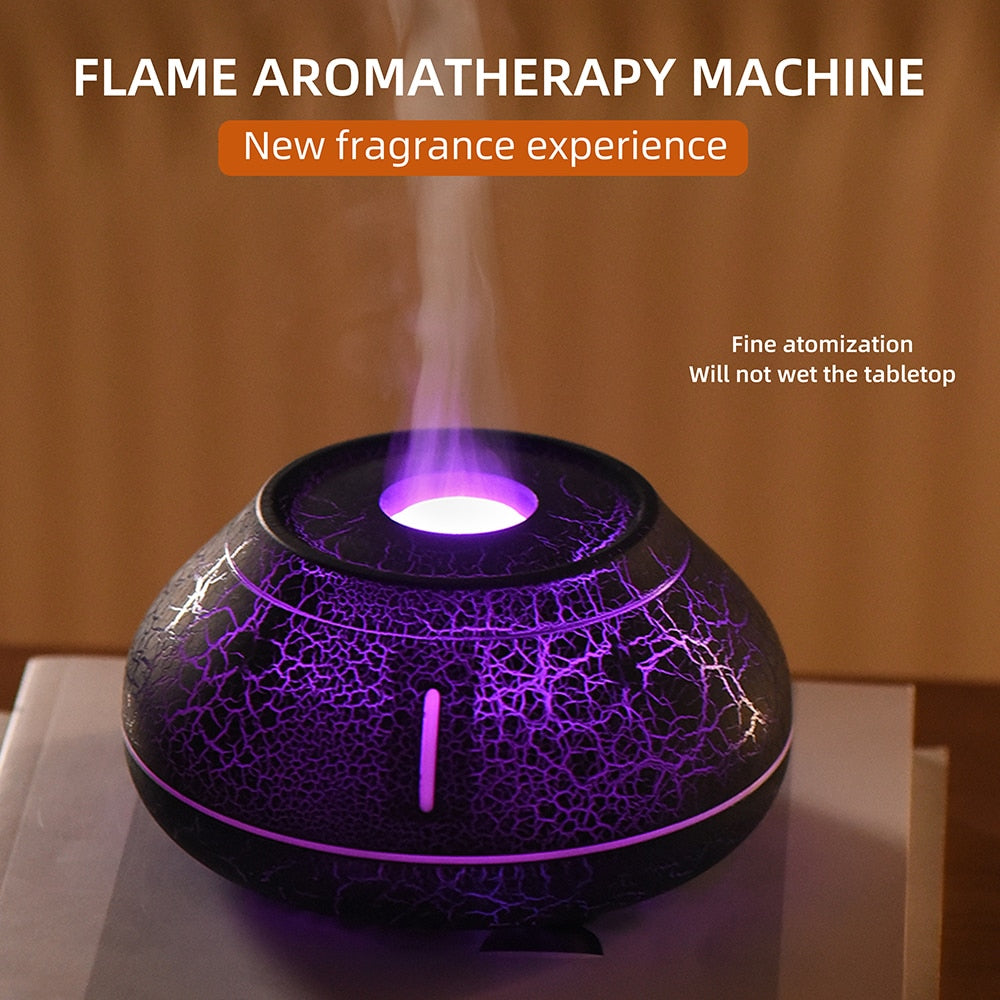 Skorter | Air humidifier crack volcano flame essential oil diffuser ultrasonic cool mist maker LED essential oil lamp air diffuser
