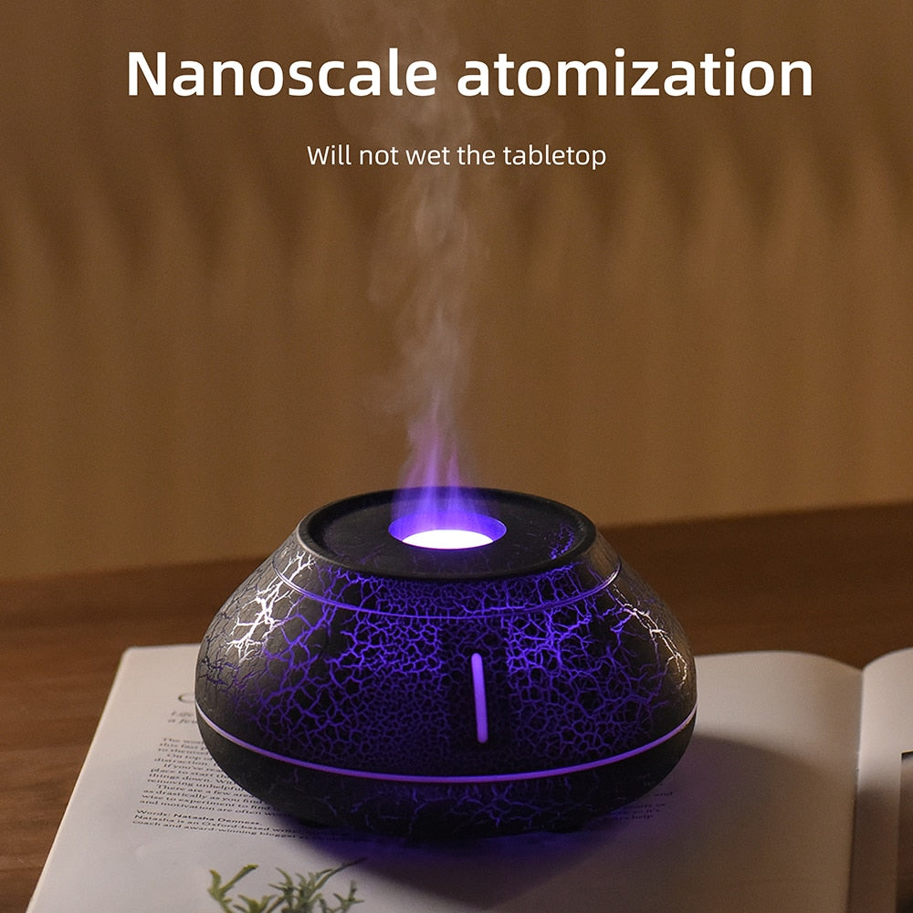 Skorter | Air humidifier crack volcano flame essential oil diffuser ultrasonic cool mist maker LED essential oil lamp air diffuser