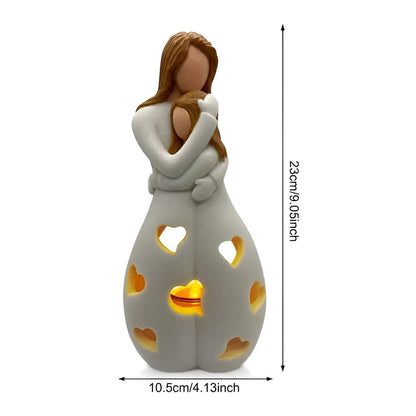 Skorter | Embracing Mother Daughter Figure Flickering Candle Holder - LoveGlow