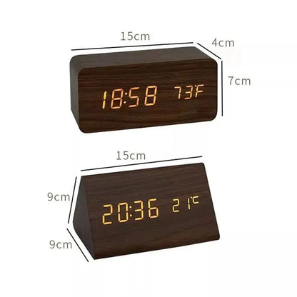 Skorter | Wood LED Alarm Clock – Voice & Temp Display