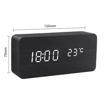 Skorter | Wood LED Alarm Clock – Voice & Temp Display