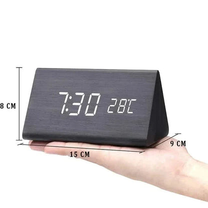 Skorter | Wood LED Alarm Clock – Voice & Temp Display