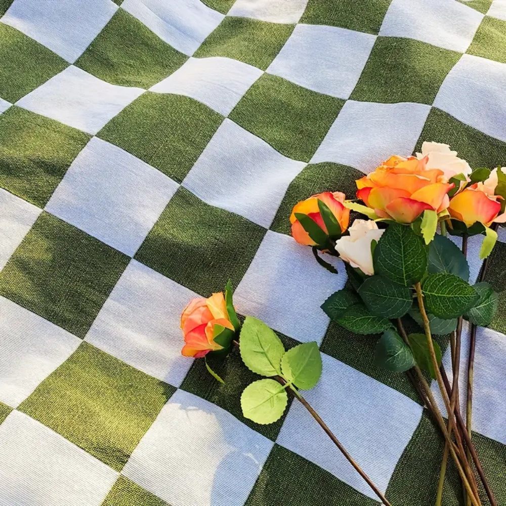 Skorter | All-Season Checkered Picnic Blanket with Fringe