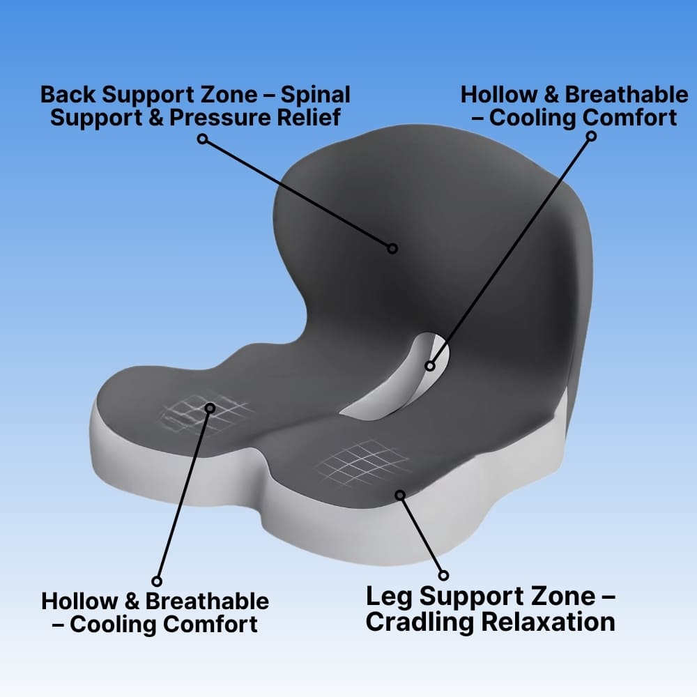 Skorter | All-in-One Orthopedic Memory Foam Seat - Cushion Seat and Back Cushion for Pain Relief and Comfort
