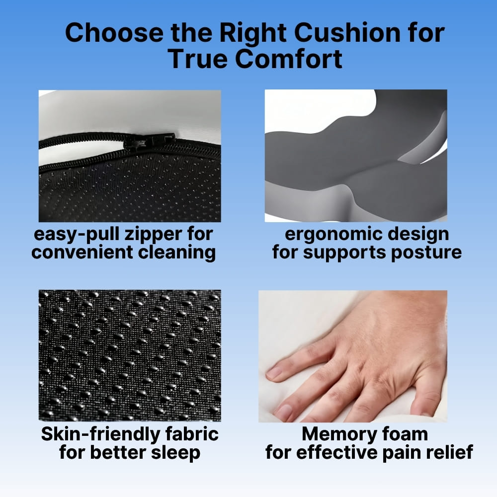 Skorter | All-in-One Orthopedic Memory Foam Seat - Cushion Seat and Back Cushion for Pain Relief and Comfort