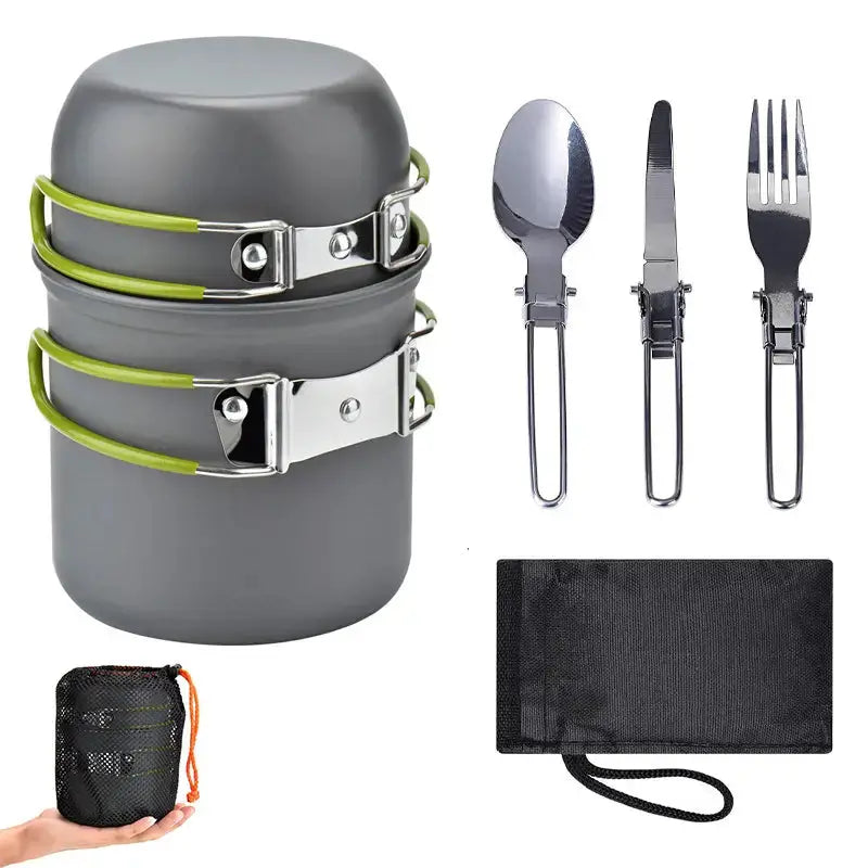 Skorter | Camping Cookware Set with Stainless Steel Cutlery and Carry Bag