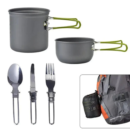 Skorter | Camping Cookware Set with Stainless Steel Cutlery and Carry Bag
