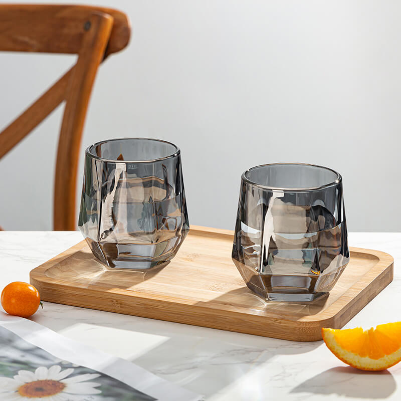 Skorter | Amber hexagonal Glass Cups