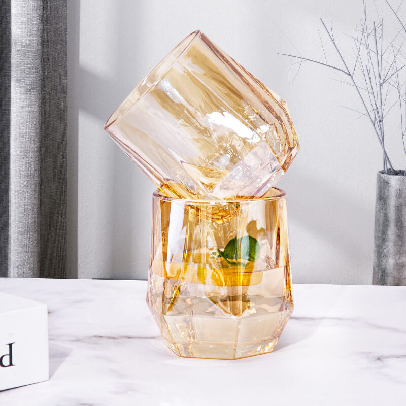 Skorter | Amber hexagonal Glass Cups