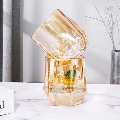 Skorter | Amber hexagonal Glass Cups