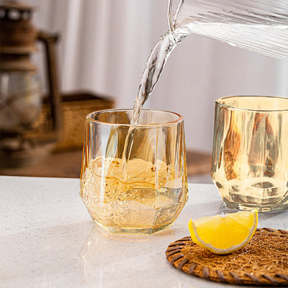 Skorter | Amber hexagonal Glass Cups