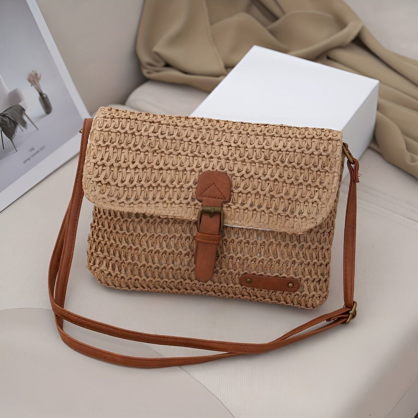 Skorter | Annalise Bag – Vintage Style Woven Straw Shoulder Bag for Summer