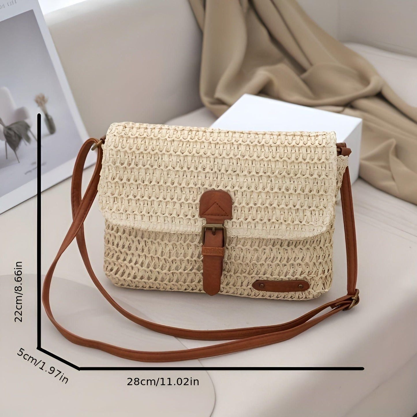 Skorter | Annalise Bag – Vintage Style Woven Straw Shoulder Bag for Summer