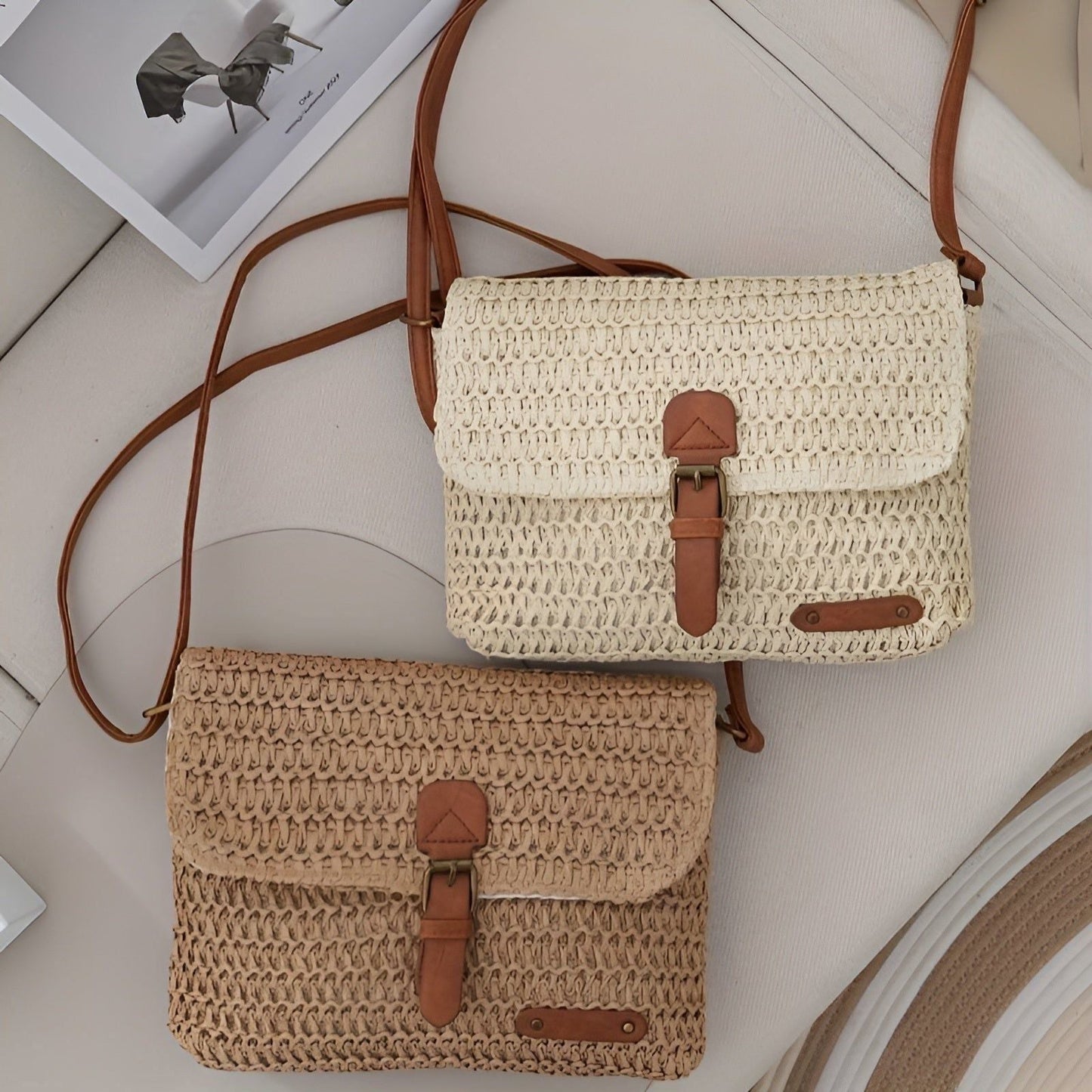 Skorter | Annalise Bag – Vintage Style Woven Straw Shoulder Bag for Summer