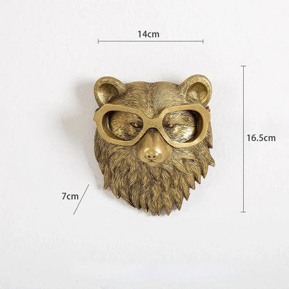 Skorter | Antique Bronze Resin Animal Pendant Golden Deer Head Wall Storage Hook Background Wall Accessories Decorative Figures