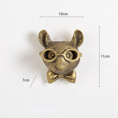 Skorter | Antique Bronze Resin Animal Pendant Golden Deer Head Wall Storage Hook Background Wall Accessories Decorative Figures