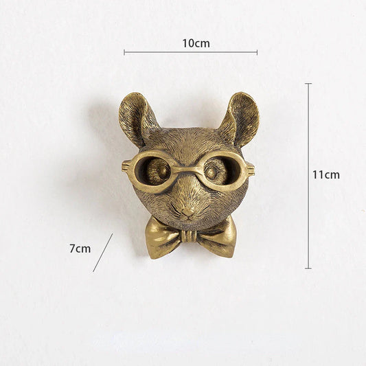 Skorter | Antique Bronze Resin Animal Pendant Golden Deer Head Wall Storage Hook Background Wall Accessories Decorative Figures