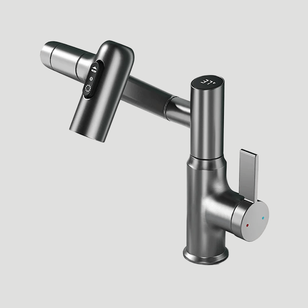 Skorter | LustraFlow 360° Smart Fixture | Modern Kitchen and Bath Mixer with LED Temperature Display