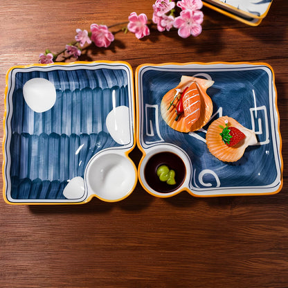Skorter square plates with sauce bowl