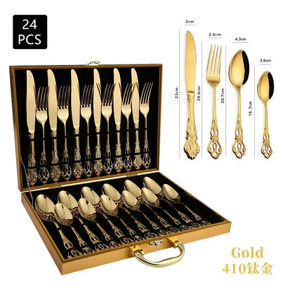 Skorter | Aurique – 24-Piece Stainless Steel Cutlery Set with Elegant Engraving