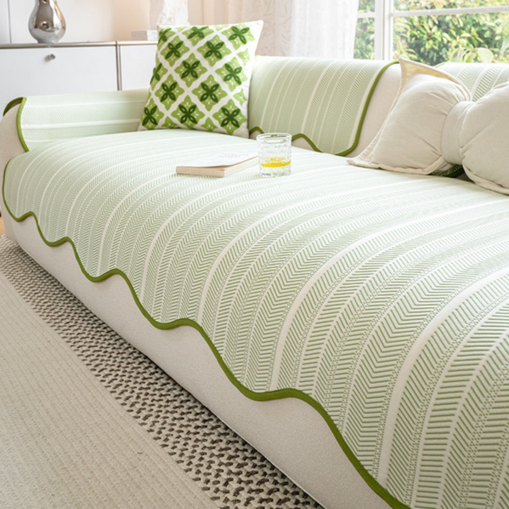 Skorter | Aurivelle Herringbone Scallop Edge Sofa Cover