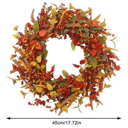 Skorter | Autumn Rattan Wall Wreath With Berries And Leaves