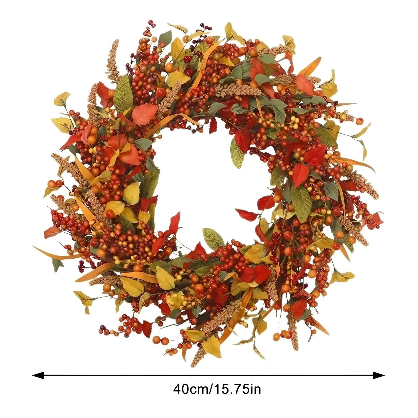 Skorter | Autumn Rattan Wall Wreath With Berries And Leaves