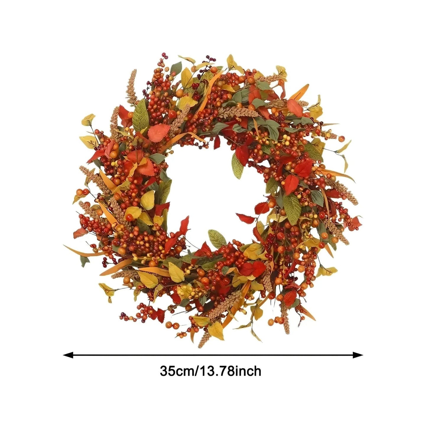 Skorter | Autumn Rattan Wall Wreath With Berries And Leaves