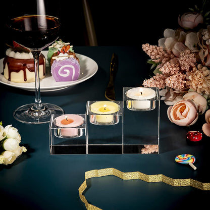 Skorter | 3-part cube-shaped crystal candle holder