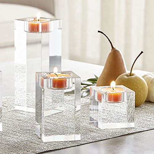 Skorter | 3-part cube-shaped crystal candle holder