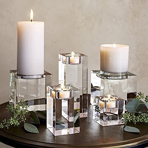 Skorter | 3-part cube-shaped crystal candle holder