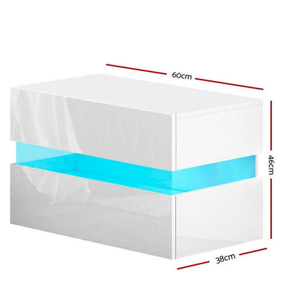 Skorter | Tables Drawers Rgb Led Light Side Table White