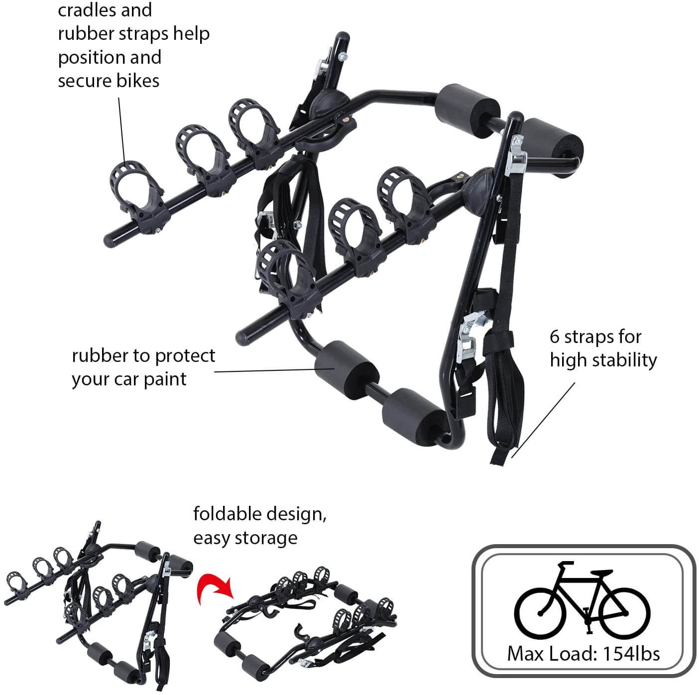 Skorter | Bike Carrier Bicycle Rack Support with Fix Bike Rack Strap