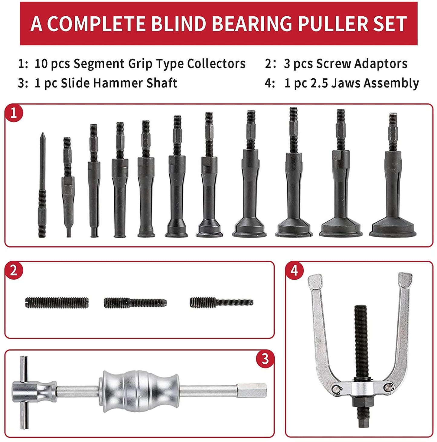 Skorter | Bearing Extractor Blind Hole Inner Internal Bushes Puller Set