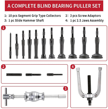 Skorter | Bearing Extractor Blind Hole Inner Internal Bushes Puller Set