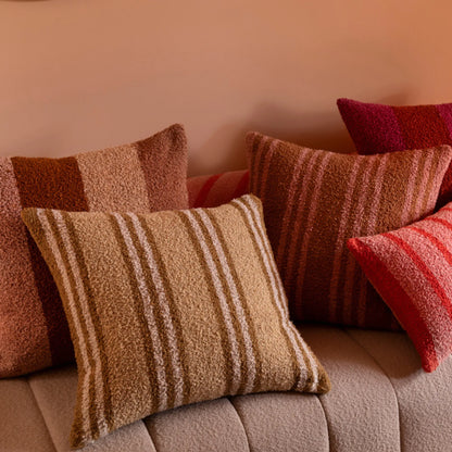 Skorter | Boucle Trio Stripe Cushion - Ivory Sand