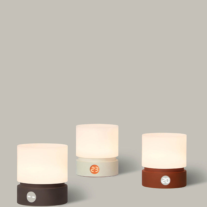 Skorter | Contemporary Nordic Timer Rechargeable ABS HIPS Silicone Cylinder LED Table Lamp Night Light for Nightstand