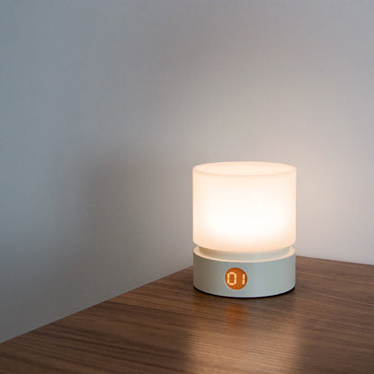 Skorter | Contemporary Nordic Timer Rechargeable ABS HIPS Silicone Cylinder LED Table Lamp Night Light for Nightstand