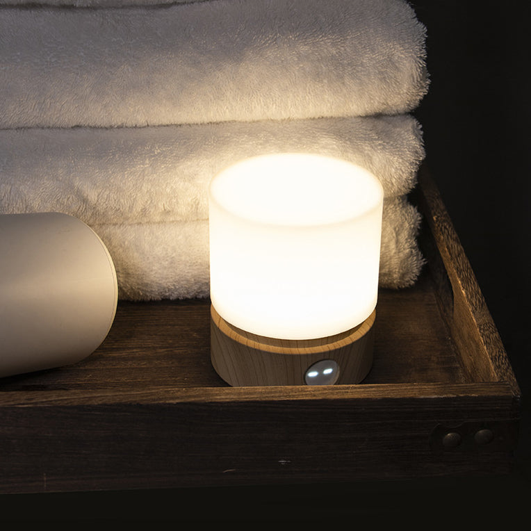 Skorter | Contemporary Nordic Timer Rechargeable ABS HIPS Silicone Cylinder LED Table Lamp Night Light for Nightstand