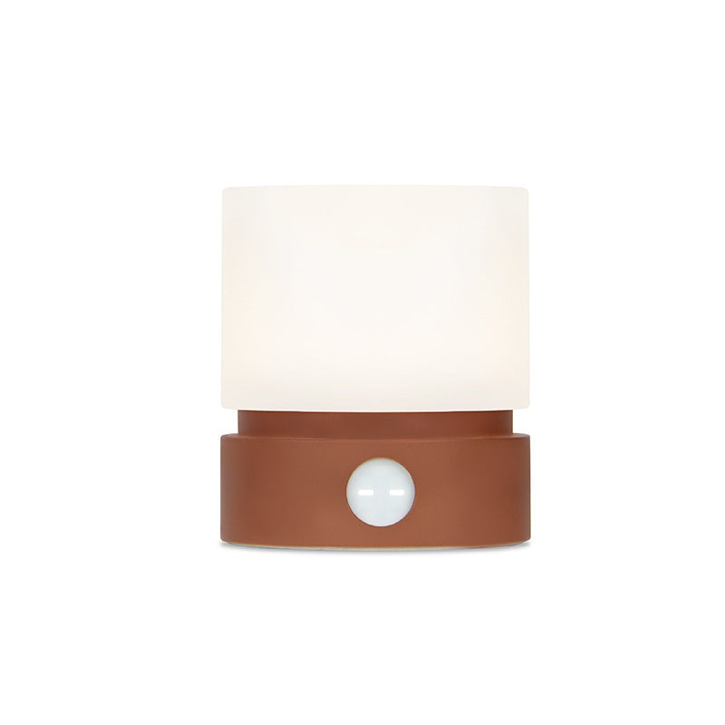 Skorter | Contemporary Nordic Timer Rechargeable ABS HIPS Silicone Cylinder LED Table Lamp Night Light for Nightstand