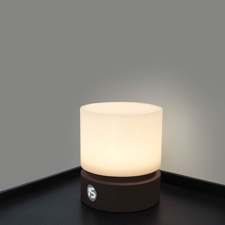 Skorter | Contemporary Nordic Timer Rechargeable ABS HIPS Silicone Cylinder LED Table Lamp Night Light for Nightstand