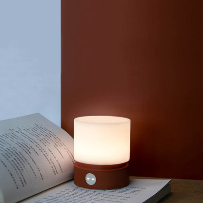 Skorter | Contemporary Nordic Timer Rechargeable ABS HIPS Silicone Cylinder LED Table Lamp Night Light for Nightstand