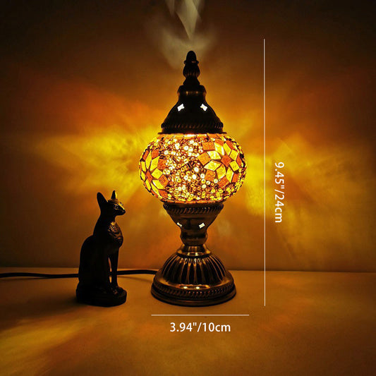 Skorter | Traditional Tiffany Oval Glass Iron 1-Light Table Lamp for the Living Room