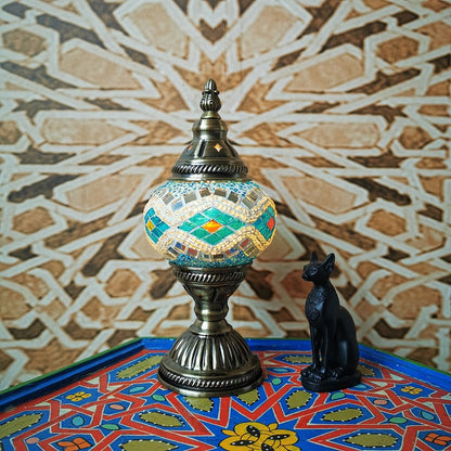 Skorter | Traditional Tiffany Oval Glass Iron 1-Light Table Lamp for the Living Room