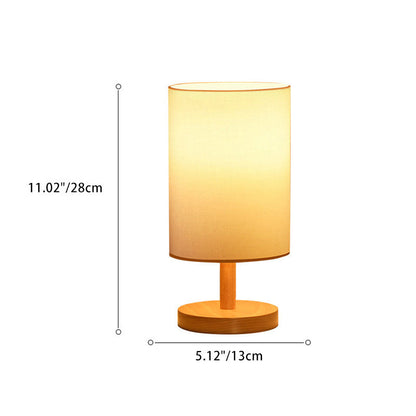 Skorter | Traditional Japanese Cylinder Wood Fabric 1-Light Table Lamp for the Living Room