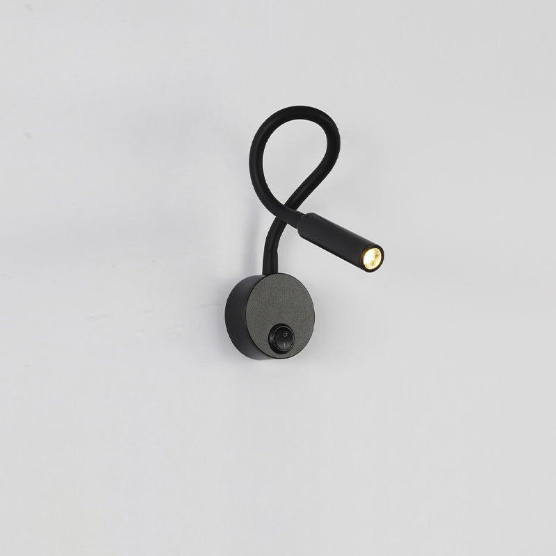 Skorter | Modern minimalistisk järnrund flexibel böjd LED-läslampa vägglampa för sovrum 