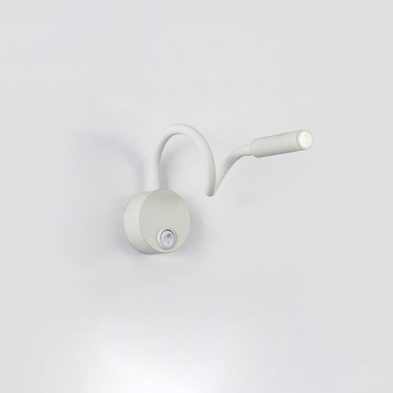 Skorter | Modern minimalistisk järnrund flexibel böjd LED-läslampa vägglampa för sovrum 